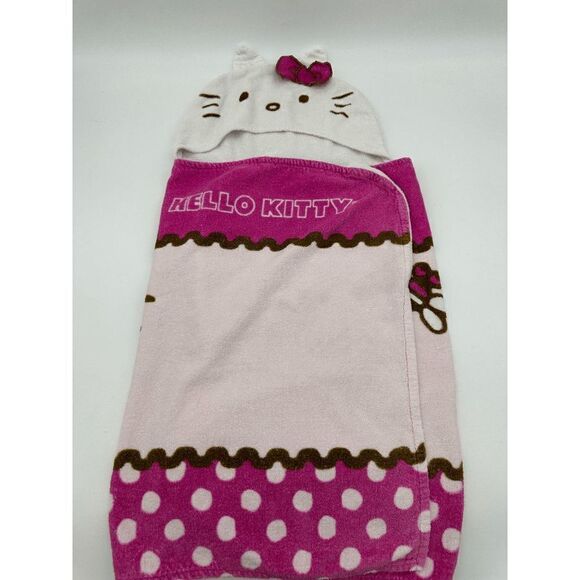 Hello Kitty Baby Towel with Hood Towel Wrap 46 x 23 Bath Towel Multicolored OS - Picture 6 of 12
